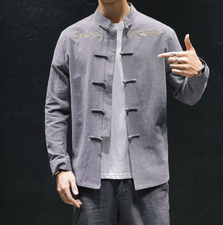 Oversized Linen Shirt with Embroidery