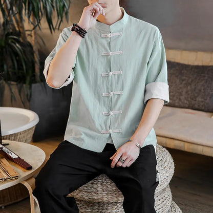 Chinese Style Linen Short Sleeve Shirt