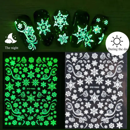Luminous 3D Christmas Snowflake Nail Art Stickers