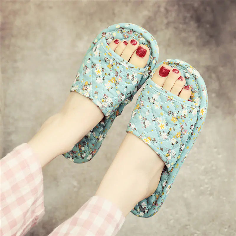 Japanese Style Linen Cloth Slippers