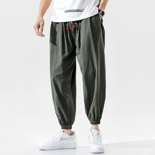 Cropped Loose Linen Casual Pants
