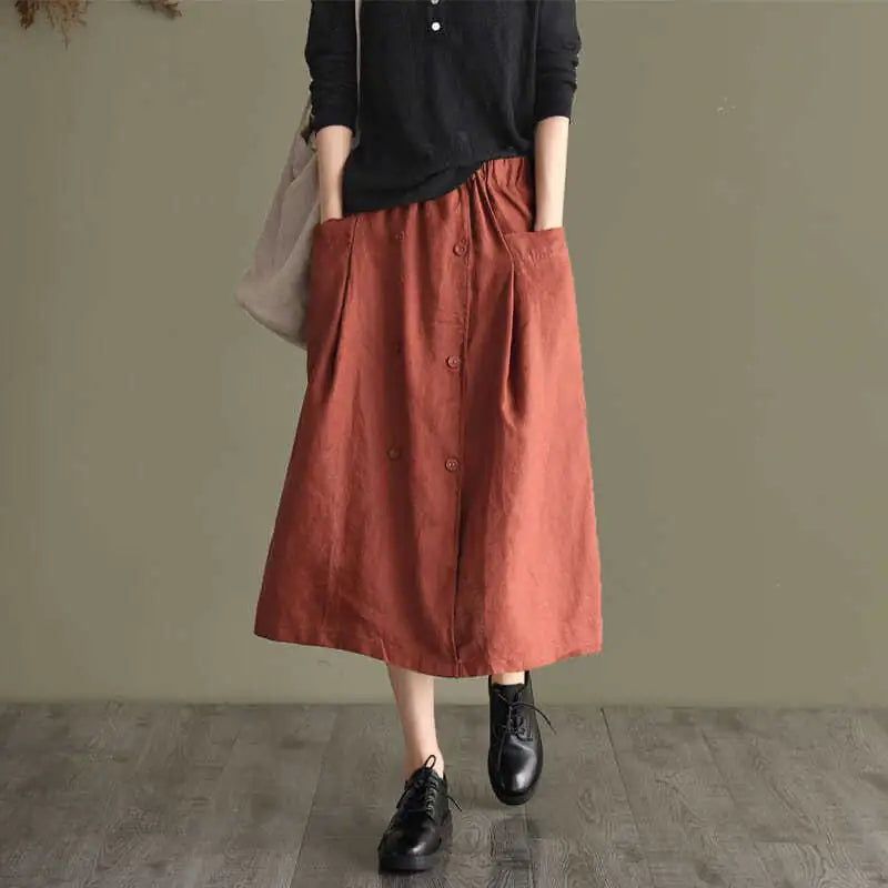 Stylish Cotton-Linen Blend Skirt