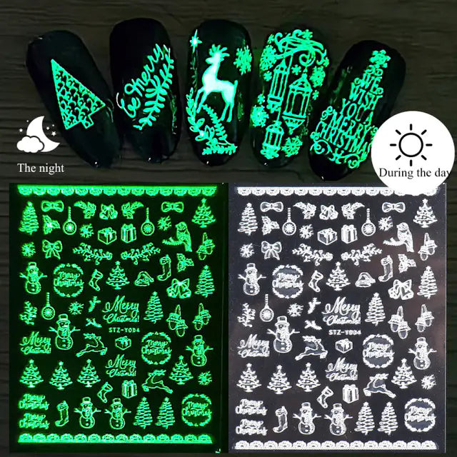 Luminous 3D Christmas Snowflake Nail Art Stickers