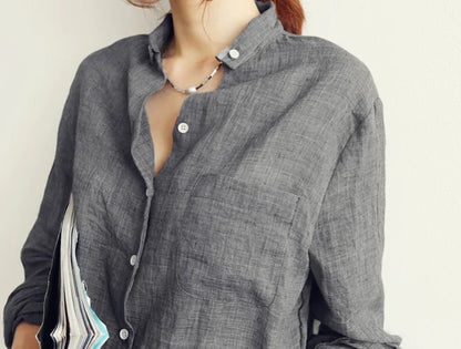 Casual Cotton-Linen Blend Shirt