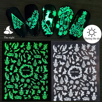 Luminous 3D Christmas Snowflake Nail Art Stickers