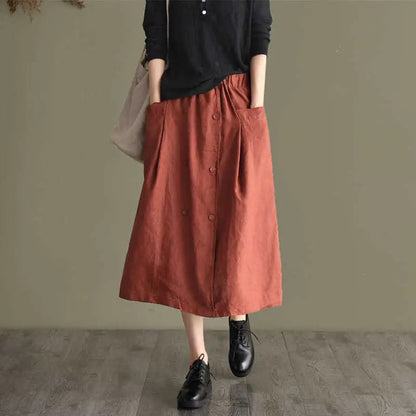 Stylish Cotton-Linen Blend Skirt