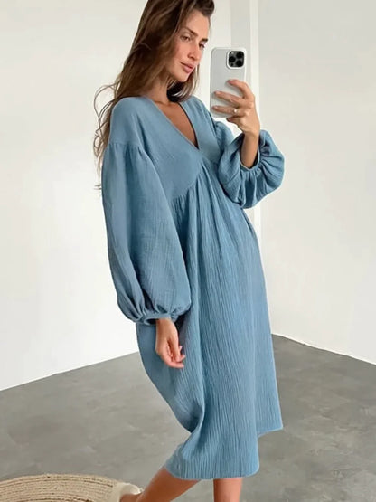 Pure Cotton Linen Loose Home Nightgown