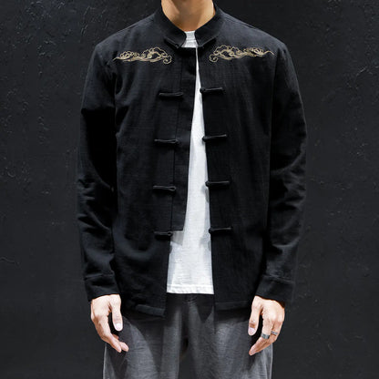 Oversized Linen Shirt with Embroidery