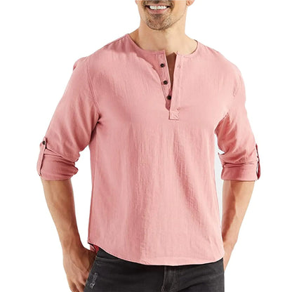 Men's Casual Long-Sleeved Cotton Linen Shirt
