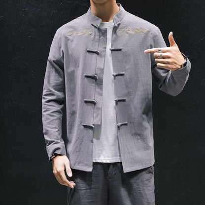 Oversized Linen Shirt with Embroidery