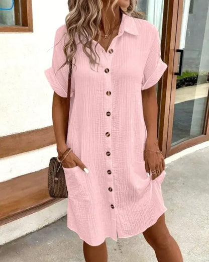 Summer V-neck Linen Dress