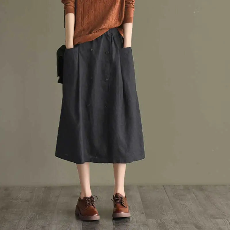 Stylish Cotton-Linen Blend Skirt