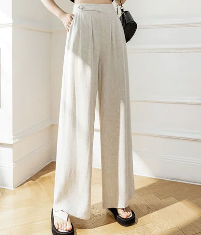 Summer High Waist Linen Trousers (One Piece)