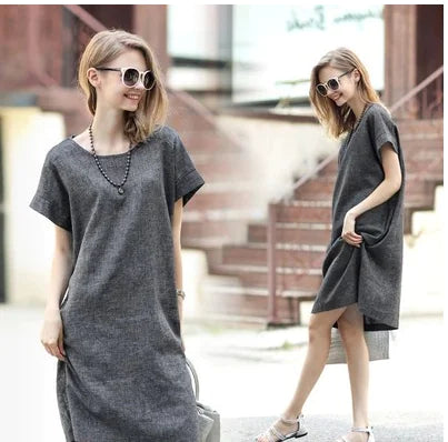 Chic Cotton-Linen Blend Dress