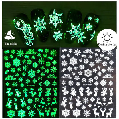 Luminous 3D Christmas Snowflake Nail Art Stickers