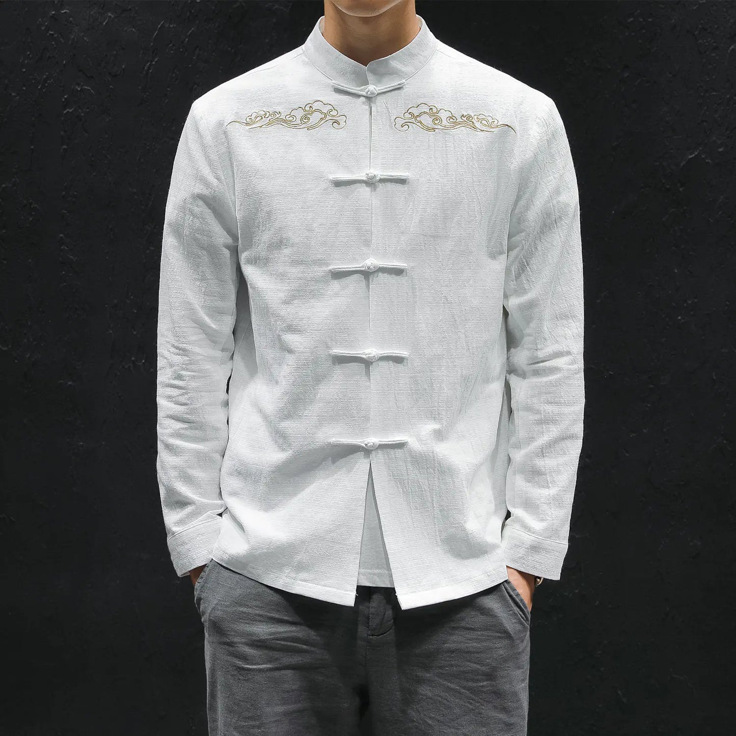 Oversized Linen Shirt with Embroidery