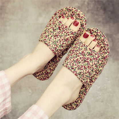 Japanese Style Linen Cloth Slippers