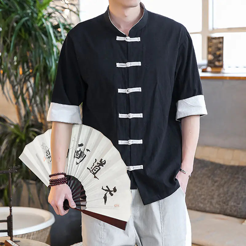 Chinese Style Linen Short Sleeve Shirt