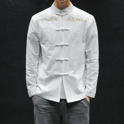 Oversized Linen Shirt with Embroidery