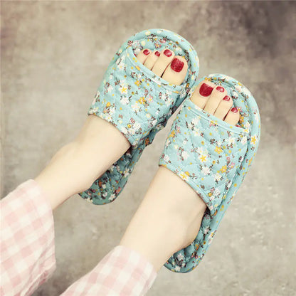 Japanese Style Linen Cloth Slippers