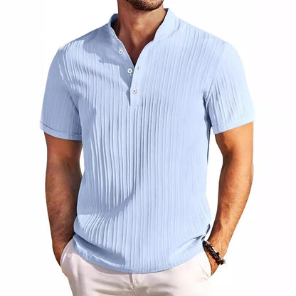 Cotton And Linen Stripes Polo Shirt