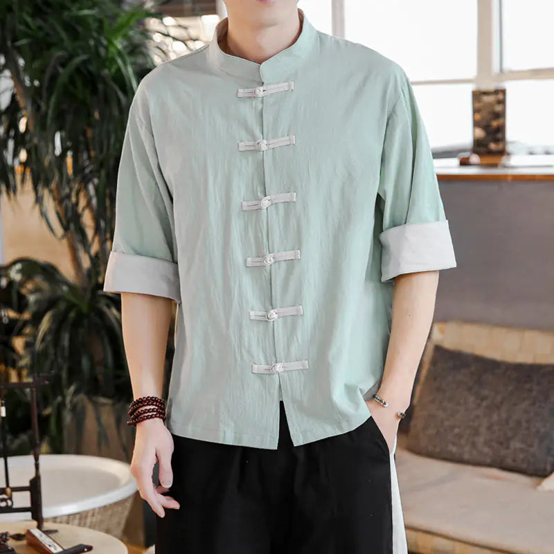 Chinese Style Linen Short Sleeve Shirt