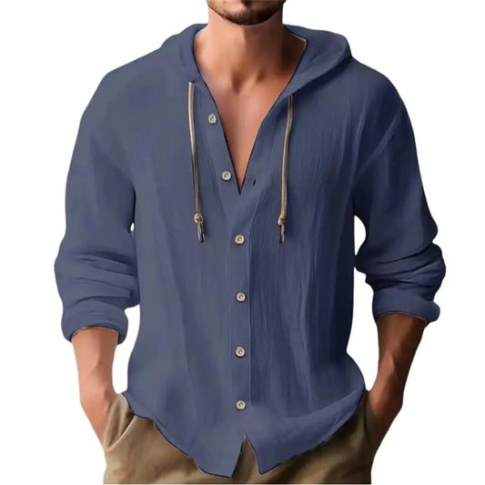 Men's Chic Linen Hooded Shirt