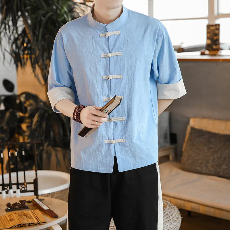 Chinese Style Linen Short Sleeve Shirt