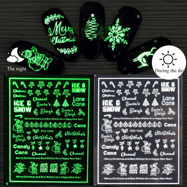 Luminous 3D Christmas Snowflake Nail Art Stickers