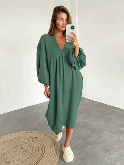 Pure Cotton Linen Loose Home Nightgown