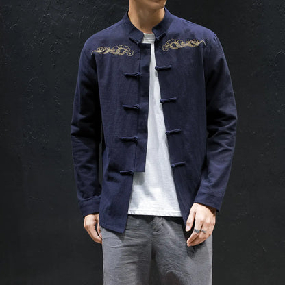 Oversized Linen Shirt with Embroidery