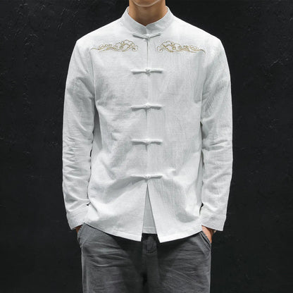 Oversized Linen Shirt with Embroidery