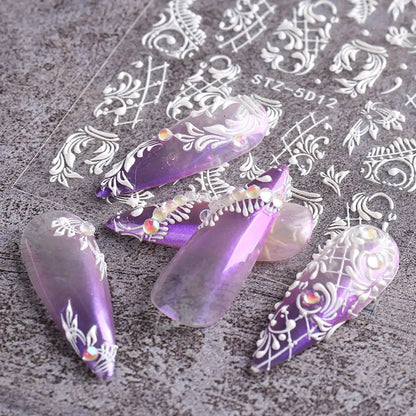 5D Stereo Carved Rose Nail Stickers