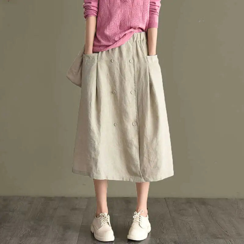 Stylish Cotton-Linen Blend Skirt