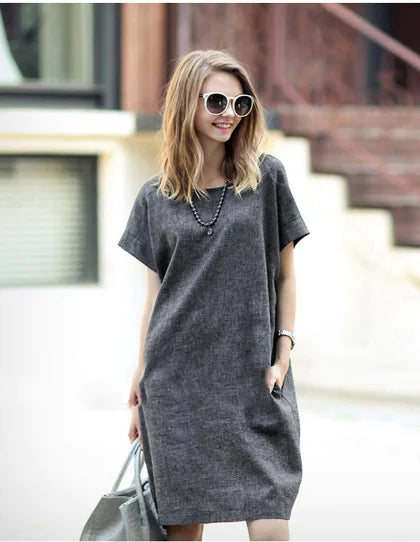 Chic Cotton-Linen Blend Dress