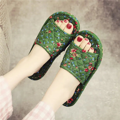 Japanese Style Linen Cloth Slippers