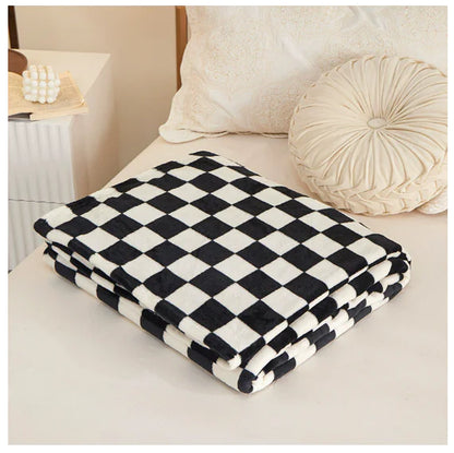 Blue & White Plaid Flannel Blanket