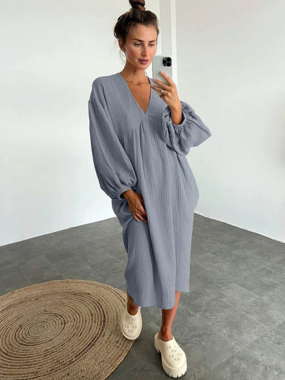 Pure Cotton Linen Loose Home Nightgown