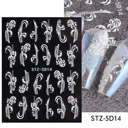 5D Stereo Carved Rose Nail Stickers