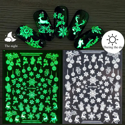 Luminous 3D Christmas Snowflake Nail Art Stickers