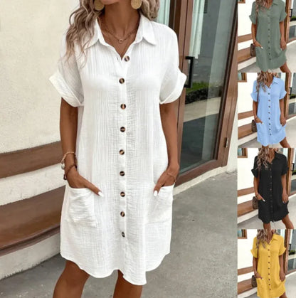 Summer V-neck Linen Dress