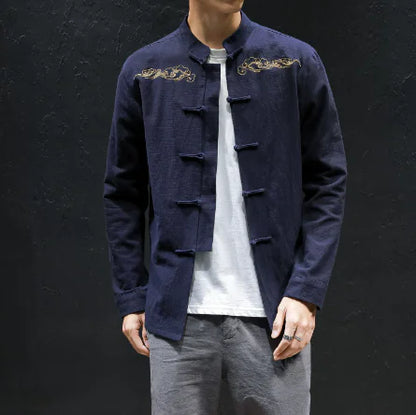 Oversized Linen Shirt with Embroidery