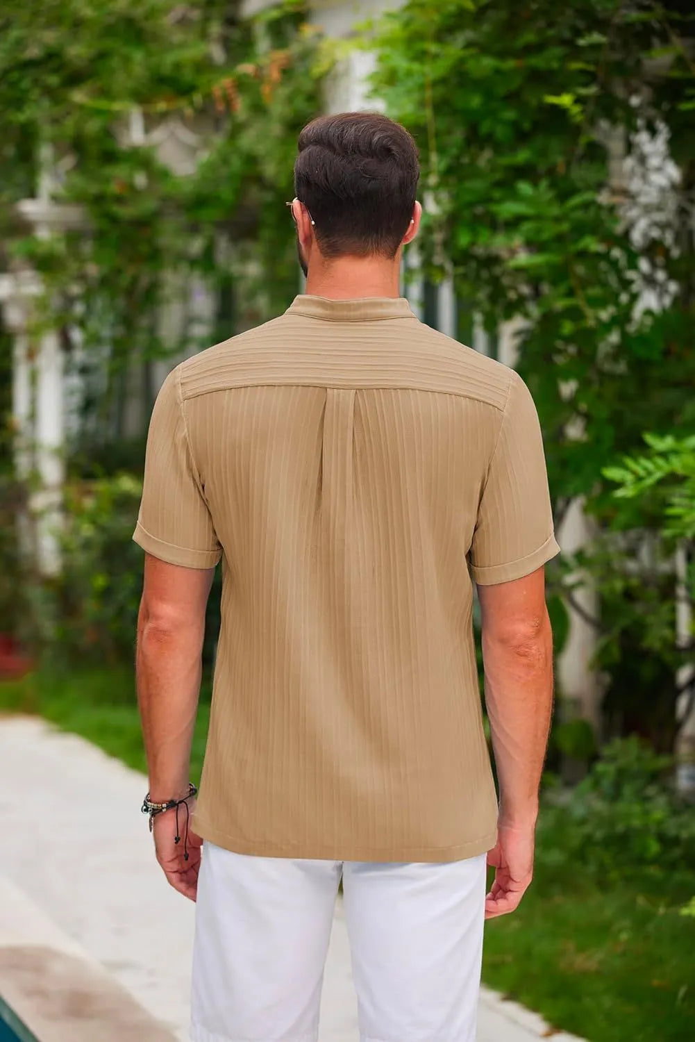 Cotton And Linen Stripes Polo Shirt