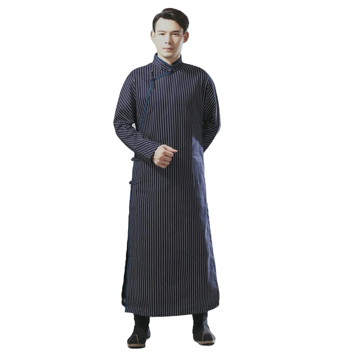 Striped Cotton and Linen Gown