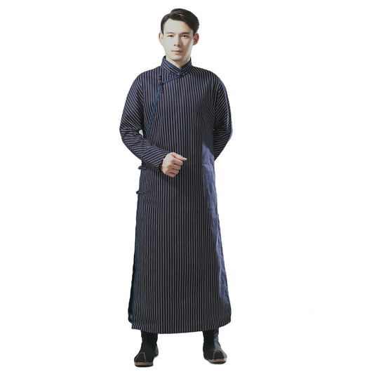 Striped Cotton and Linen Gown