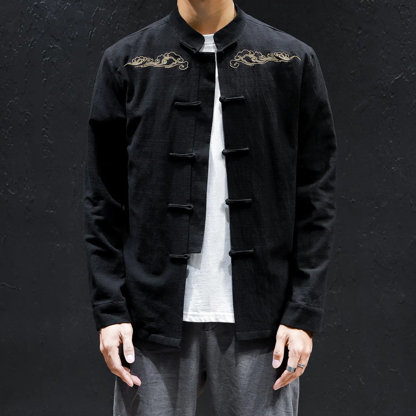 Oversized Linen Shirt with Embroidery