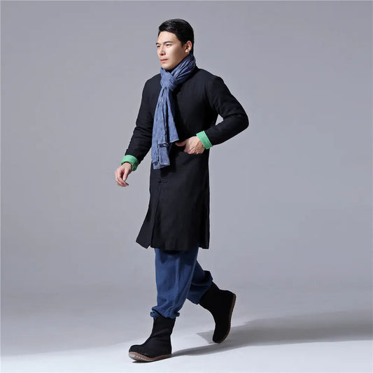 Chic Cotton-Linen Blend Trench Gown