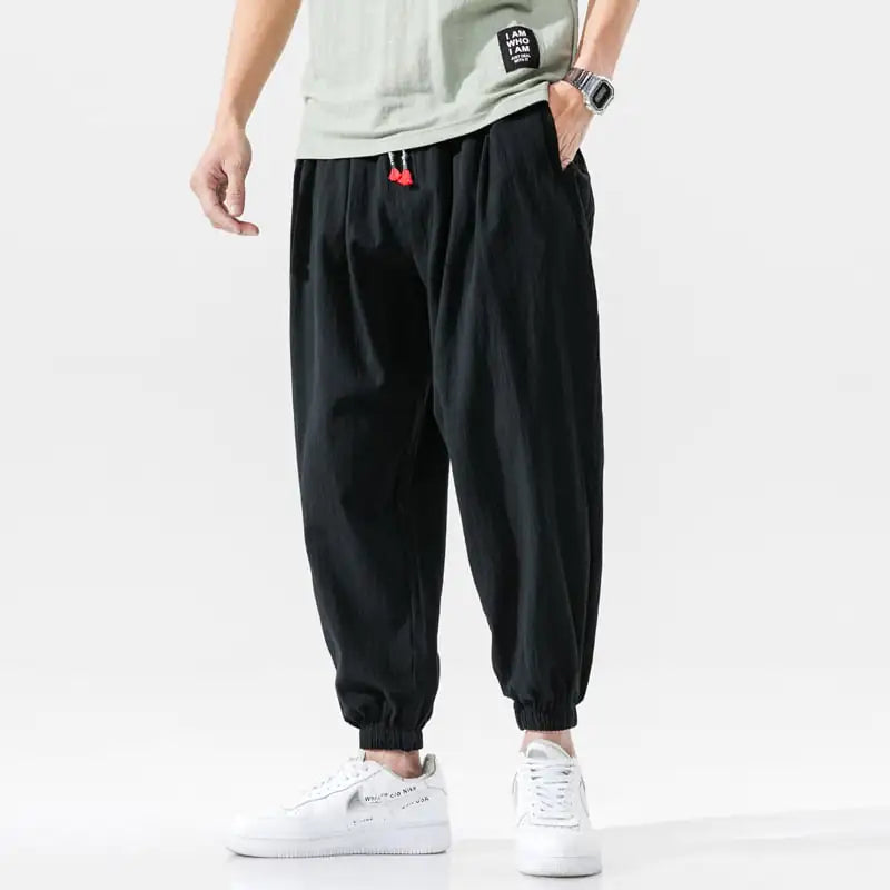 Cropped Loose Linen Casual Pants