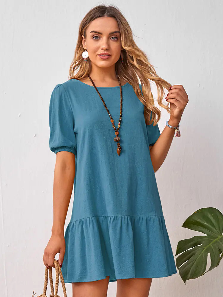 Short Sleeve Cotton Linen Women's Dress