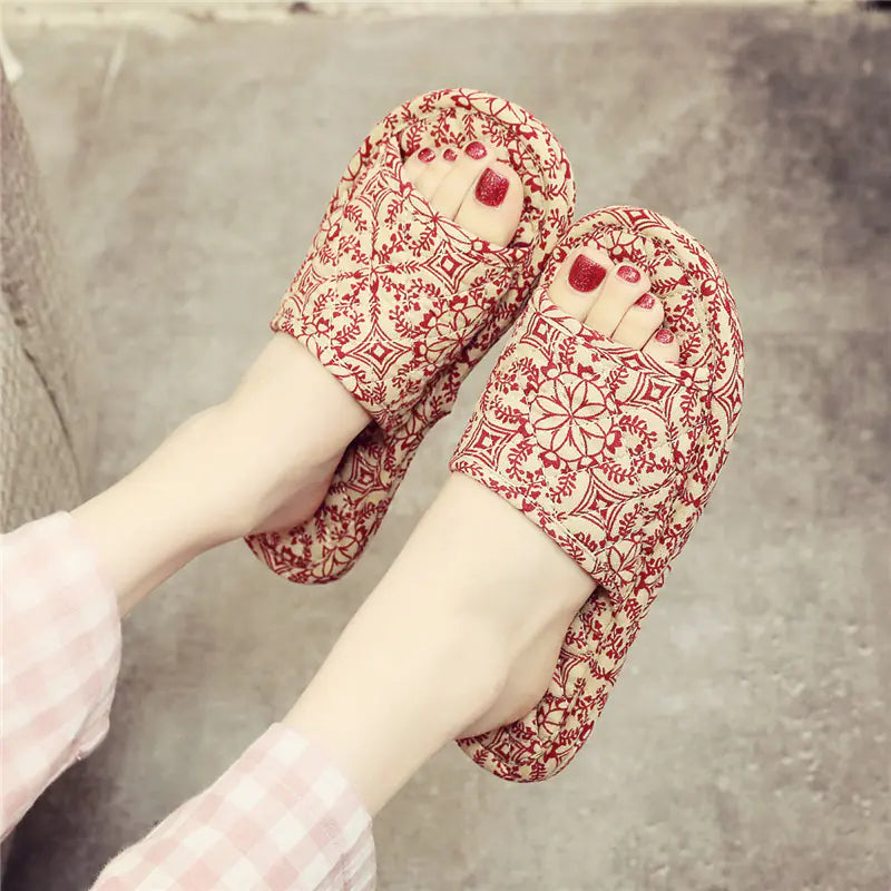 Japanese Style Linen Cloth Slippers